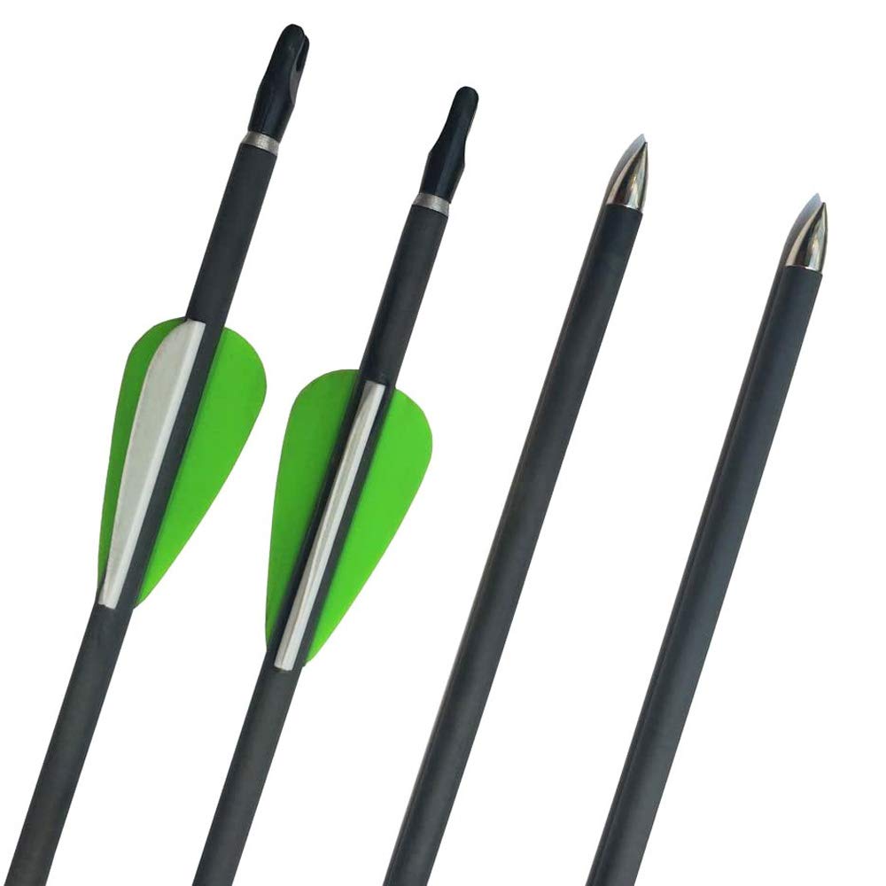 SHARROW 12pcs Flèches de Carbone de Tir à l'arc Flèches de Chasse de 31" Flèches de Ciblage Spine 600 Flèches en Fibre de Carbone pour Arc Classique