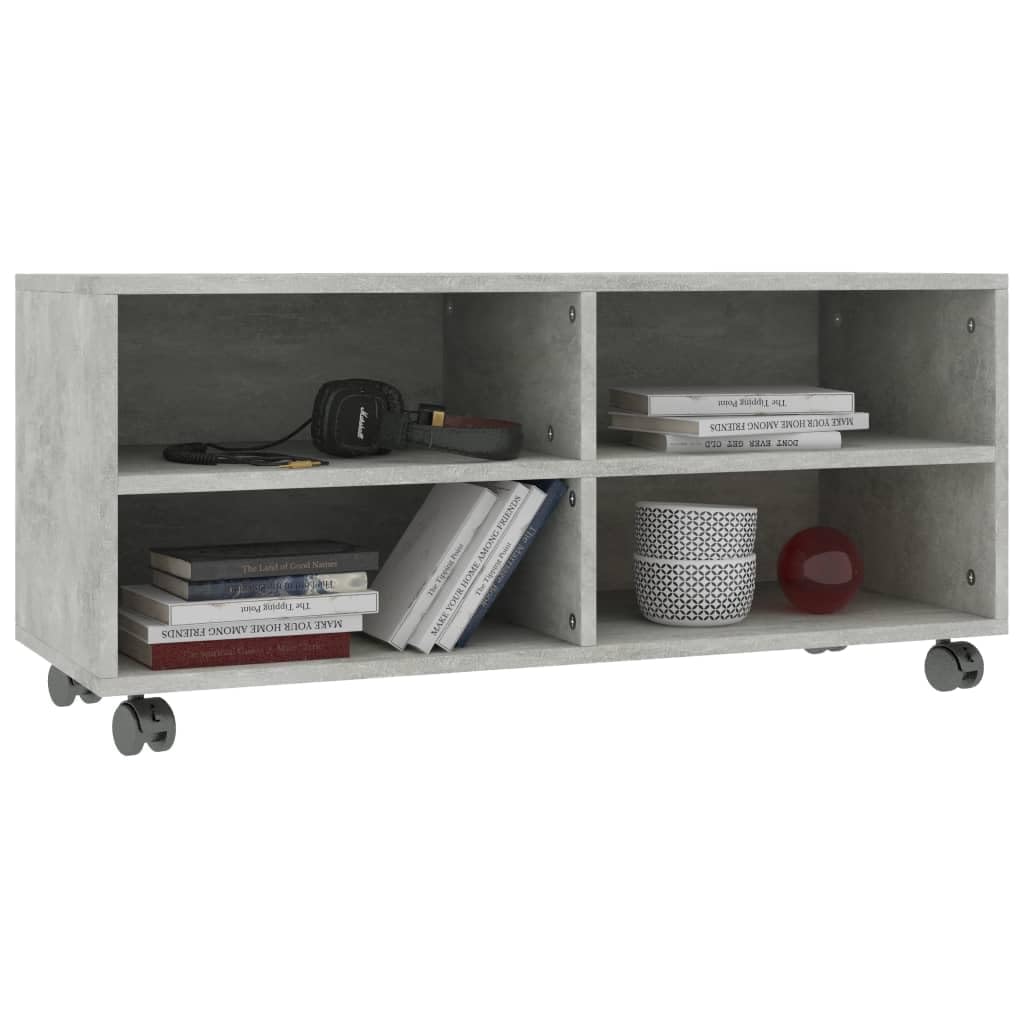 Mobile TV Su Ruote – Lowboard 90x35x35 Cm In Truciolato Bianco, Con 4 Scomparti Aperti E 2 Ruote Frenabili, Ideale Per Salotto E Camera Da Letto - 3