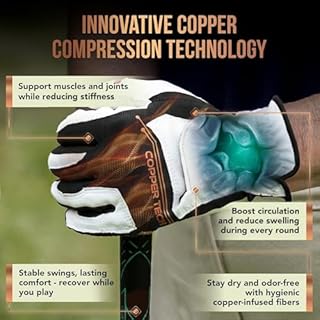 Copper Tech Ladies Golf Gloves Women Right Handed Golfer & Left Handed Golfer 2 Pack | Copper Compression Joint Support | Flexible & Comfortable Fit with Premium Leather | Tacky Grip Reinforced Pad