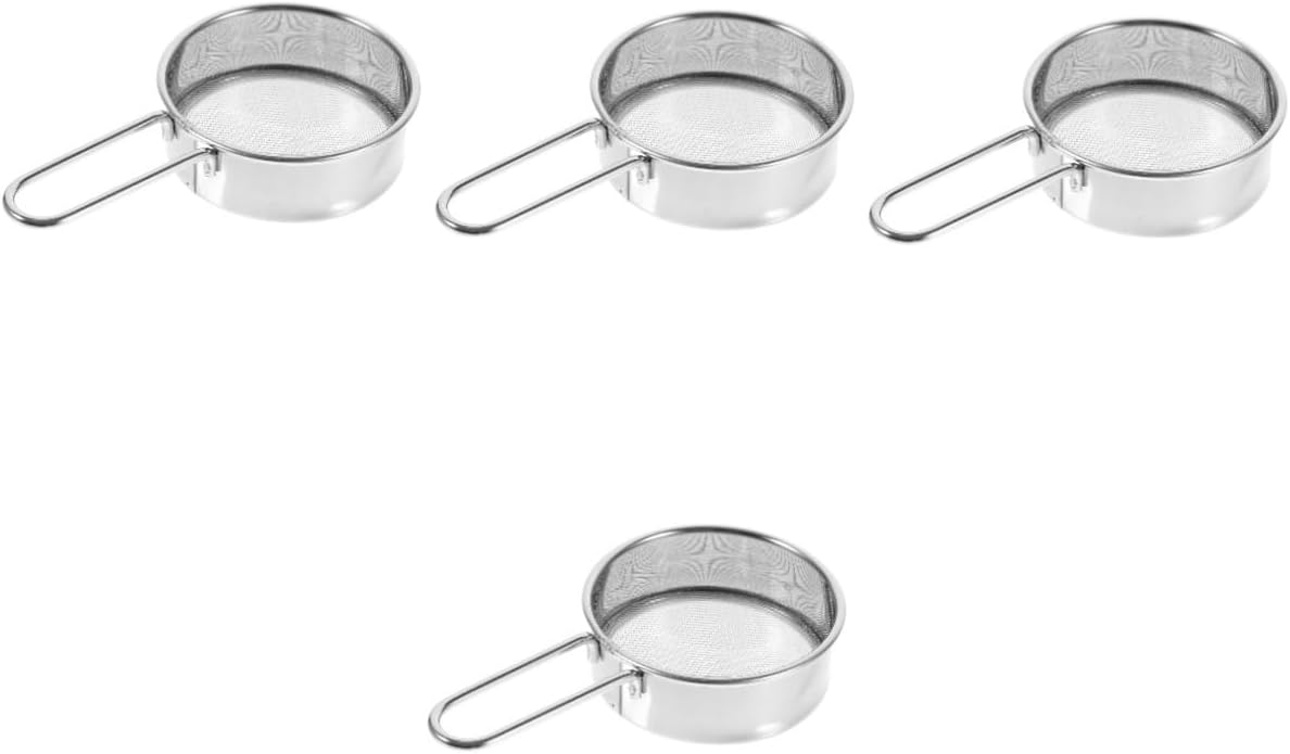 PRETYZOOM 4pcs Flour Sifter Fine Mesh for Baking Handheld Sieve for Powdered Sugar Cocoa and More Kitchen Tool for Easy Sifting and Baking Preparation