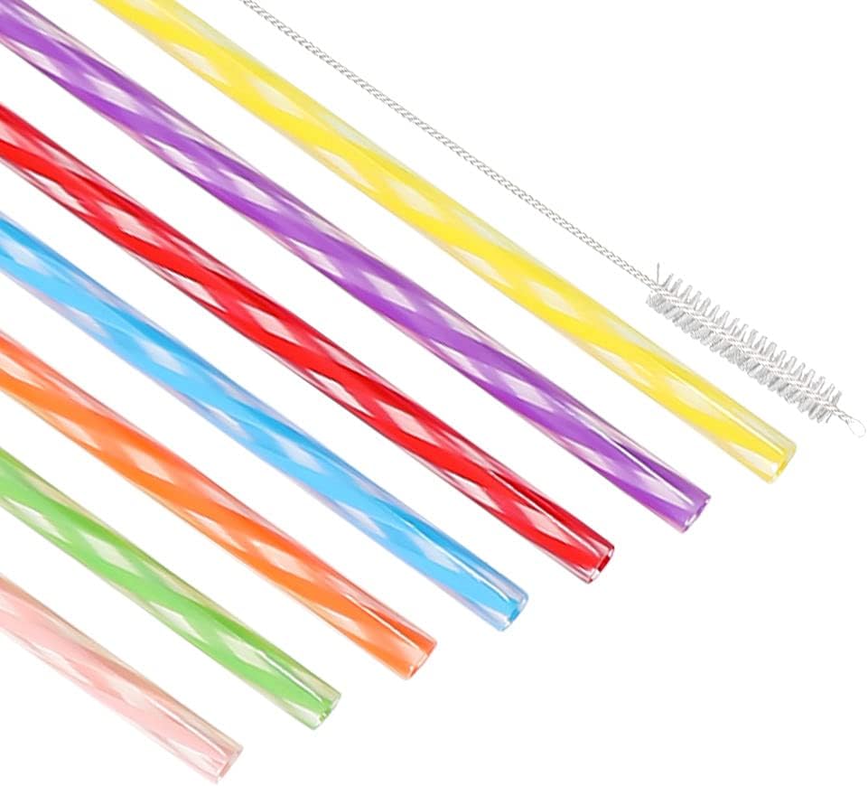 Honest ECO Reusable Stirrer Straws with Cleaner Brush Short Assorted color Plastic Pipes fit for Milk & Juice & Coffee & Smoothies & Cocktail & Kids Straws Kit (24Count-7.5in)