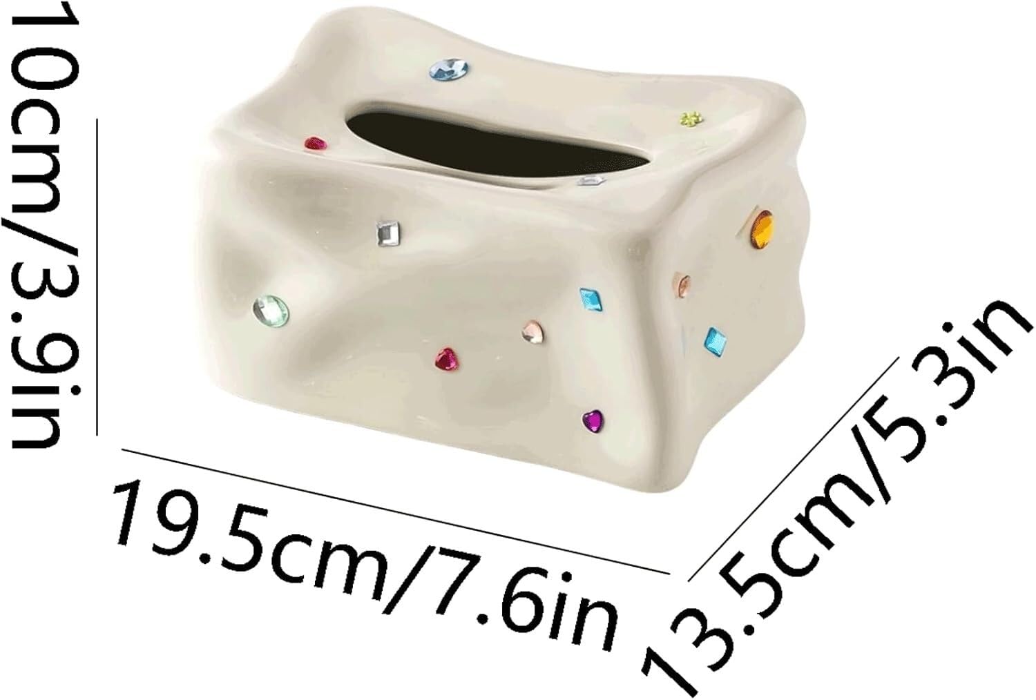 Uchwyt na chusteczki, Ceramiczny prostokątny pojemnik na chusteczki wielokolorowy 19,5x13,5x10 cm(Black)
