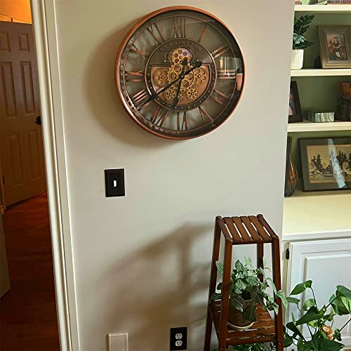 Infinity Time 20 Inch Large Wall Clock With Moving Gears, Industrial Steampunk Wall Clock For Living Room Decor,Modern Farmhouse Style Metal Silent Wall Clock,Roman Numerals, Copper #TOP4