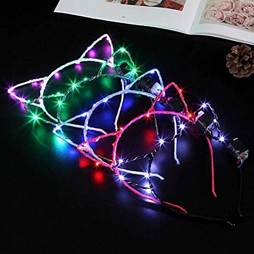 5-Pack LED Light Up Cat Ear Headbands Glowing Cats Crown Hairband Hair Hoop Hairband Hair Accessories for Party and Daily Decoration