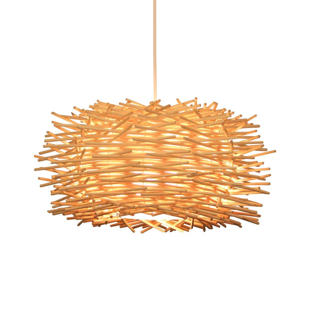 Lustre bambou rotin 30cm style d'Asie du Sud-Est pour deco de restaurant et bar