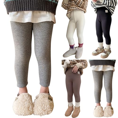 Toddler Girls Winter Warm Leggings Fleece Lined Thermal Pants for Kids Baby Basic Solid Full Length Pants for School