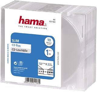Hama 51164 Slim CD Cases Pack of 10 - Transparent