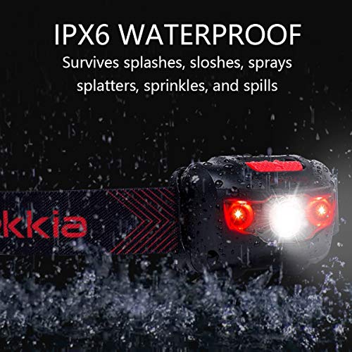 Vekkia Ultra Bright Led Headlamp-5 Lighting Modes,White & Red Leds Head Lamp, Camping Accessories Gear. Ipx6 Waterproof Headlight For Running,Cycling,Fishing,Hiking,Repairing. Batteries Included #TOP2