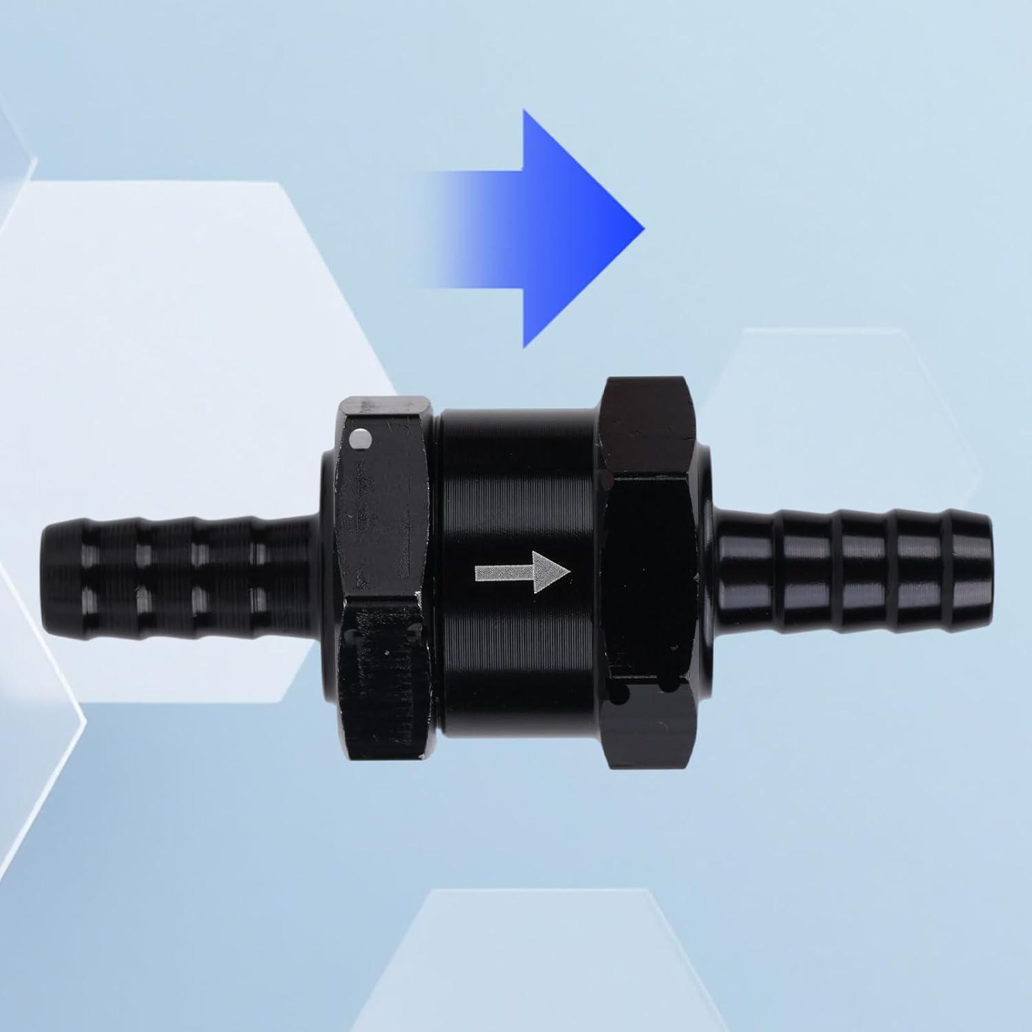 5/16" Fuel One Way Check Valve Set of 2, Aluminum Alloy 8mm OD Fuel One Way Inline Non Return Check Valve with Hose Clamps for Petrol Gasoline Diesel Oil Water (Black)