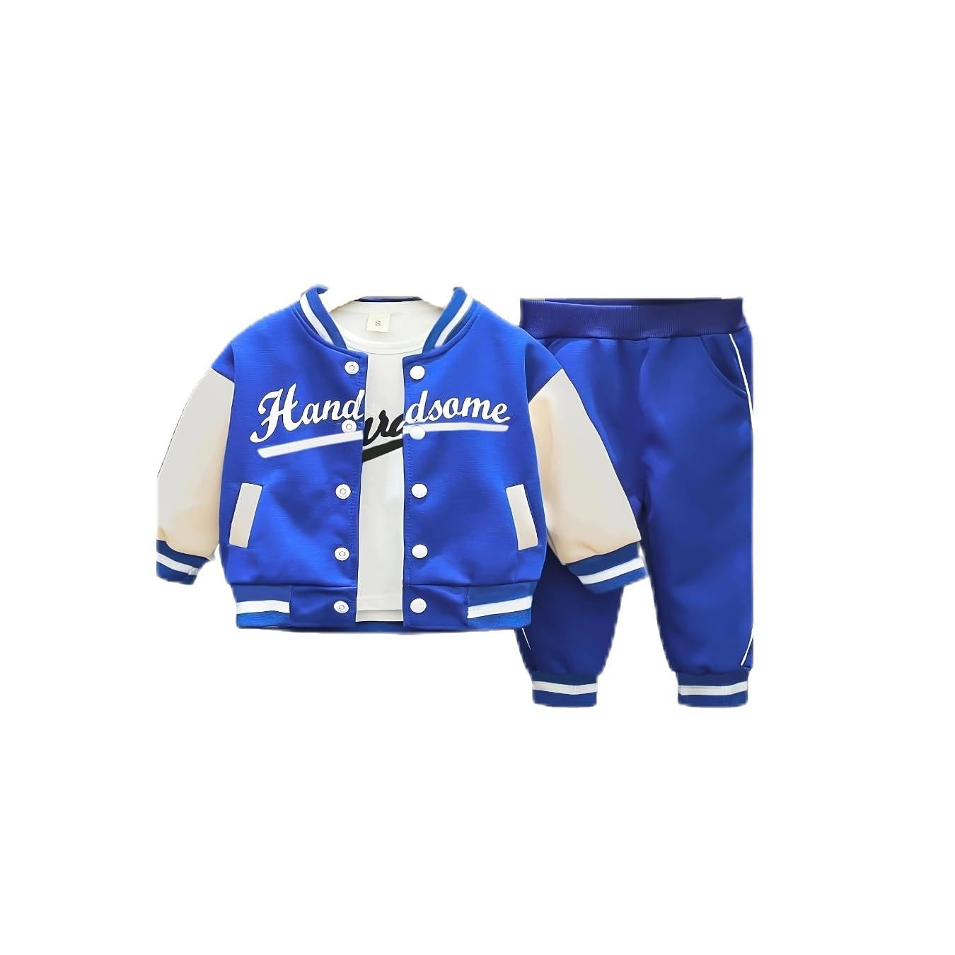 WIAINIBIBI Three-piece long-sleeved jackets for boys and girls in autumn, baby spring clothes, trendy baseball uniforms and children's clothes.. (blue, 1-2Y)