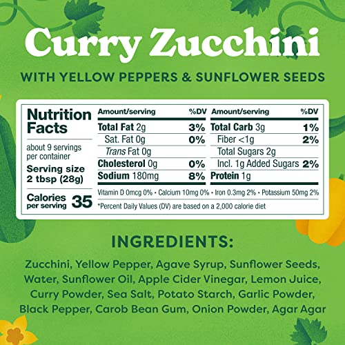 Growee Foods Plant-Based Curry Zucchini Spread & Dip, Gluten-Free, All Natural, Plant-Based, Non-Gmo, Nut-Free Thick And Creamy Vegan Spread, Veggie Dip, Sandwich Spread, Charcuterie Board Dip - 9 Oz #TOP5