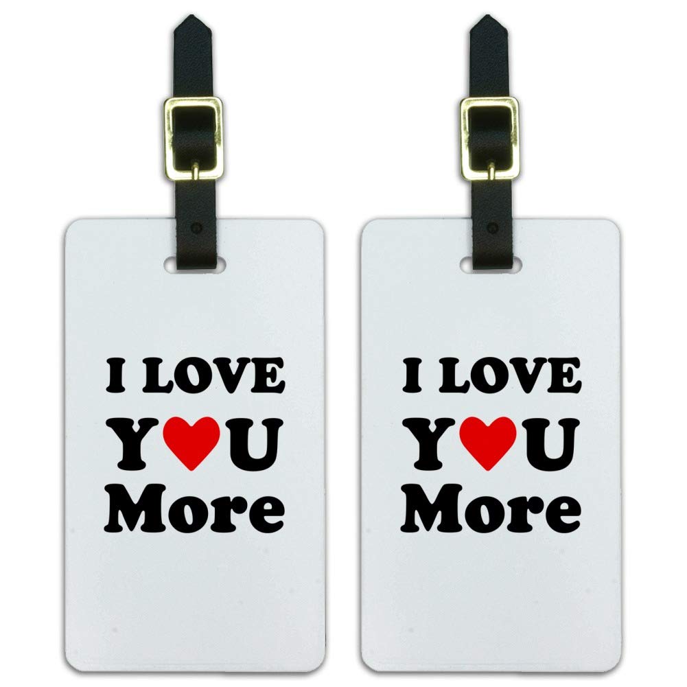 I Love You More with Heart Luggage ID Tags Suitcase Carry-On Cards - Set of 2