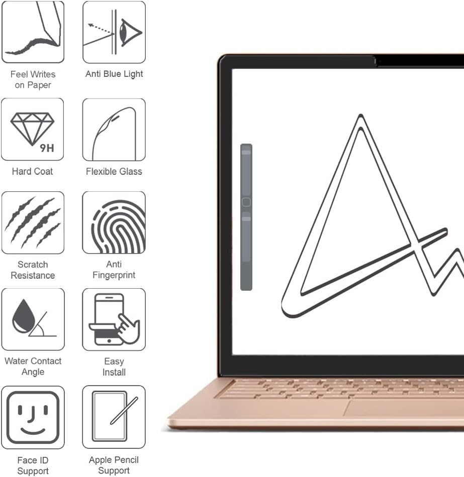 Armor Flexible Glass Paper Texture Feel Screen ProtectorScreen Protector for Surface Laptop 3/4/5 - (13.5"), Anti-Glare with Blue Light Filter