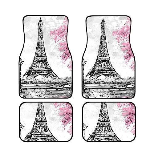 Tapis de sol pour voiture SUV camion imprimé Paris étanche et antidérapant x4