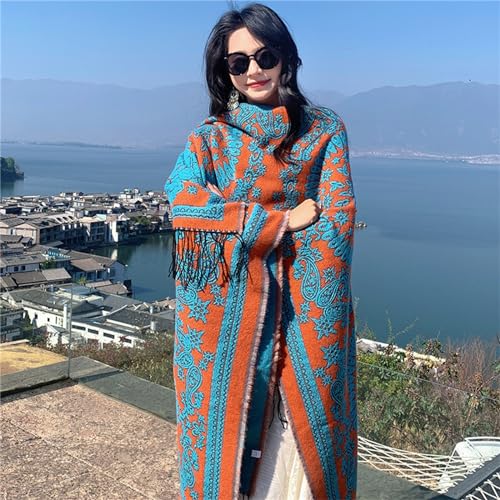 Capa poncho toalla playa transpirable bufanda protector solar gran chal mujer 4