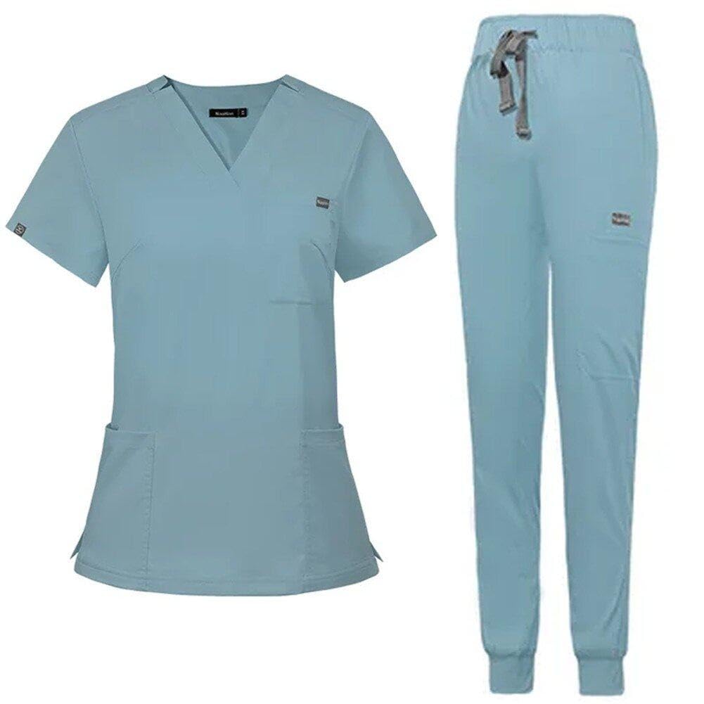 Hrippy Uniforme Médico De Manga Corta para Mujer, Tops + Pantalones, Uniforme para Enfermería, Tienda De Mascotas, Médico, Ropa De Trabajo para Cirugía Médica, Conjunto Exfoliante