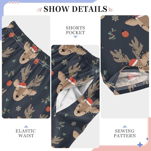 ZZXXB Xmas Reindeer Lamps Boys Long Pants Soft Trousers Elastic Waist Kids Lounge Bottoms with Pockets S-XL4