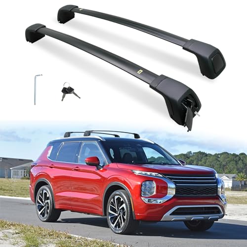 Snailfly Lockable Crossbars for Mitsubishi Outlander 2022-2026 & Outlander PHEV 2023-2026 (with Flush Side Rails) Aluminum Roof Rack Cross Bars Cargo Carrier Accessories for Kayaks Bikes Skis Canoes