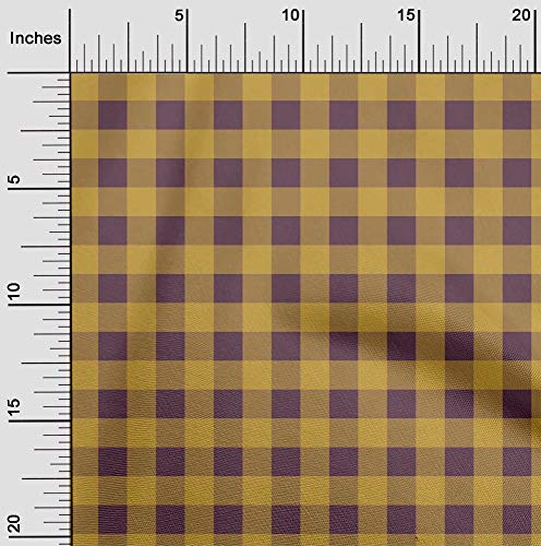 oneOone Cotton Poplin Chocolate Brown Fabric Gingham Check Sewing Material Print Fabric By The Yard 42 Inch Wide
