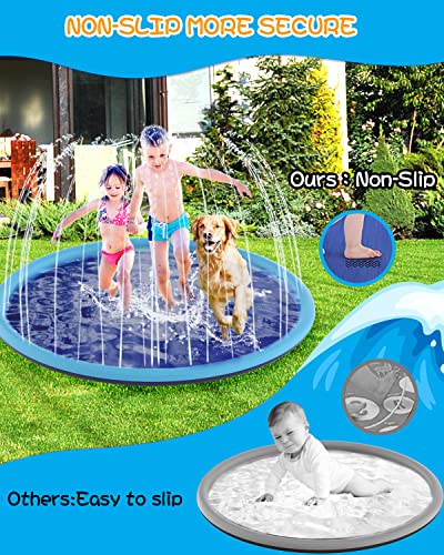 Splash Pad For Kids And Dog, Toskiesgo 94" Non-Slip Sprinkler Mat 0.5Mm Thickened Durable And Foldable Large Pool Summer Fun Outdoor Toys For Dogs And Toddlers Age #TOP4