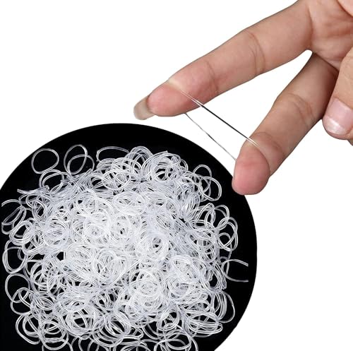 Cosy Companions 100X Clear Hair Elastics, Clear Rubber Bands For Hair Ties For Thin Hair, Mini, Plastic