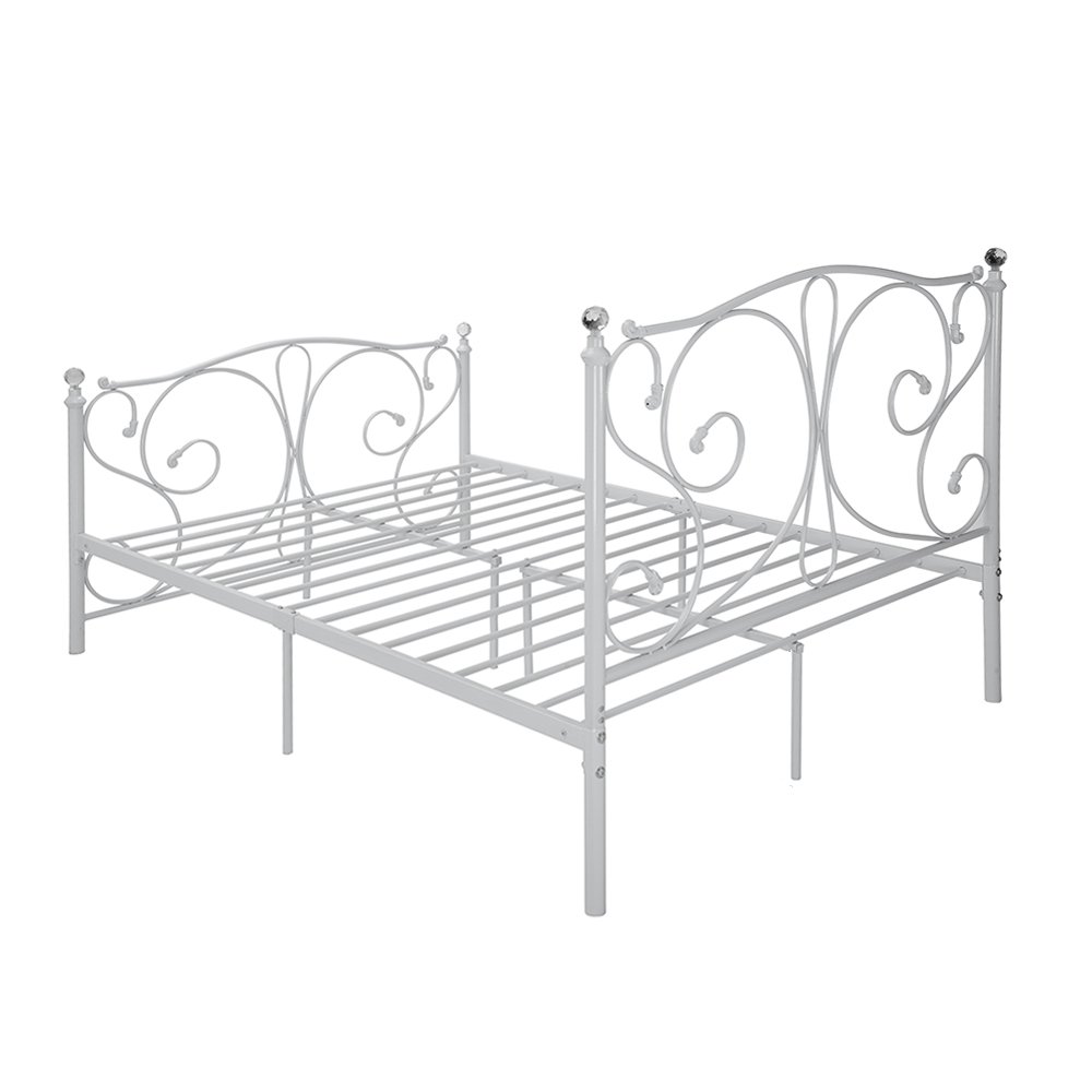 WEIBO 4FT6 Luxury Designed Double Metal Bed Frame with Crystal Finials