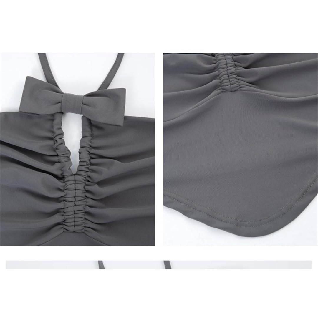 Halter Camis gasa fuera del hombro lazo nudo mujeres top corto