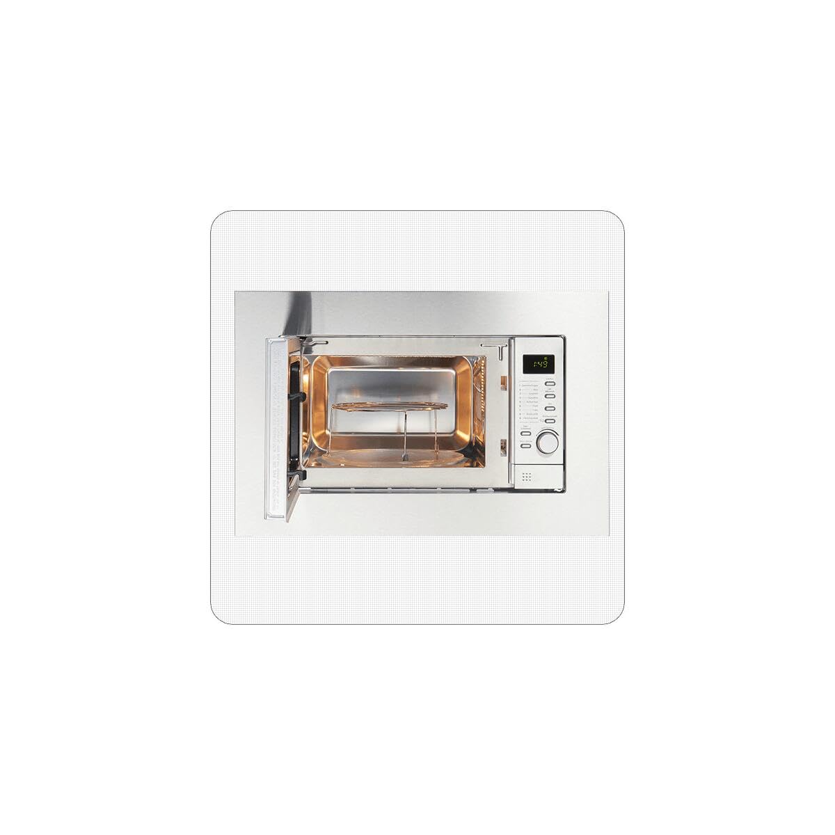 PKM Einbau-Mikrowelle MW800.8-20G-EB | 1000W Grillfunktion | 800W Mikrowellenfunktion | 6 Leistungsstufen | 20L Garraum | Edelstahl-Blende 59,5 cm breit | Auftaufunktion |Kindersicherung | LED-Display