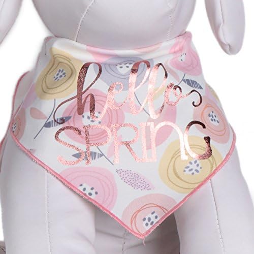 Tail Trends Easter Dog Bandanas with Hello Spring Design Fits Medium to Large Sized Dogs - 100% Cotton