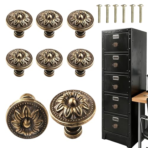 Yuwnd 6 Stück Möbelknöpfe Vintage, Schrankknöpfe Antik mit Schrauben, Möbelknauf 3.0 x 2.4 cm, Möbelgriffe Vintage für Schubladen, Kommoden und Möbel, DIY Heimwerkerprojekte