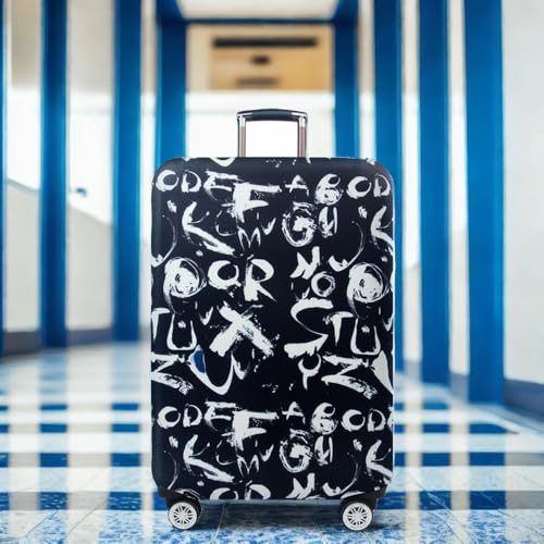 Fit 18-32 Inch Suitcase Covers, Luggage Covers For Suitcase, Thicker Elastic Washable Suitcase Cover Protector, Travel Accessories (Alphabetical Graffiti, S(18-21inch suitcase))3