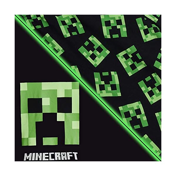 Minecraft Schlafanzug Jungen Kurz, 100% Baumwolle Pyjama Kinder Set mit T Shirt und Kurze Hosen, Creeper Design Shirt… – Bild 6