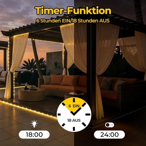 OxyLED Lichterschlauch Aussen, 20m 300 LEDs Lichtschlauch Außen IP44 Wasserfest 8 Modi Dimmbar per Fernbedienung Led Schlauch Outdoor für Weihnachtsbeleuchtung Party Hochzeit & Innen Außen Dekoration