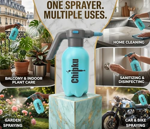 Image of Chipku 2L Electric Portable Automatic Plant Sprayer Pump with USB Type-C Charging | Adjustable Nozzle | Battery Indicator | Water Spray Bottle for Gardening, Car /Bike Wash, Home Cleaning & Sanitizing