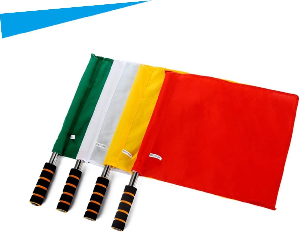 Track and Field Referee Flags 4 Pack Stainless Steel Pole Yellow