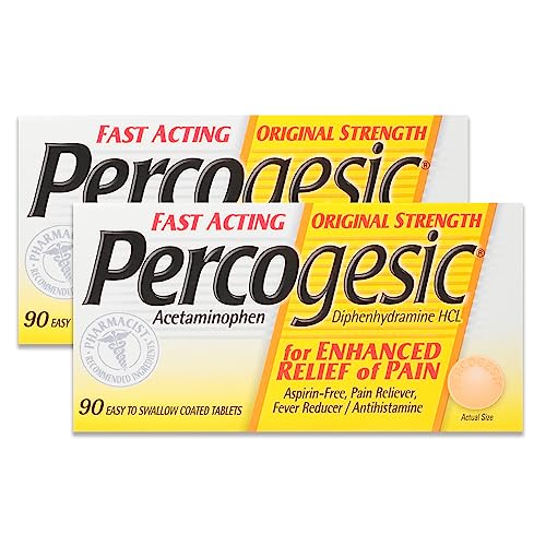 Percogesic Original Pain Relief | Aspirin Free Fast Acting Relief | 90 Coated Caplets (2 Pack)
