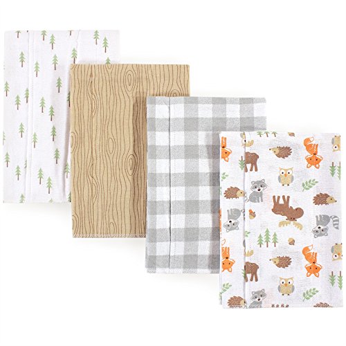 Image of Hudson Baby Unisex Baby Cotton Flannel Burp Cloths, Woodland, One Size