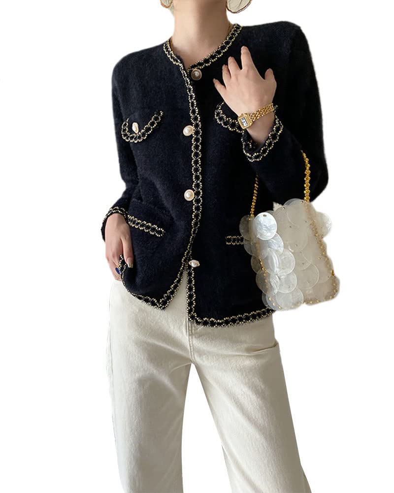 Blazer Cardigan für Damen Cropped Bolero Jacke Slim Fit Blazer Langarm Strick Cropped Cardigans Elegante Kurz Dicke Mantel