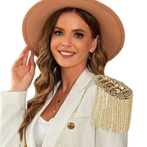 2pcs Rhinestone Tassel Shoulder Epaulet Spike Chain Shoulder Badge Brooch Pins for Man Woman3