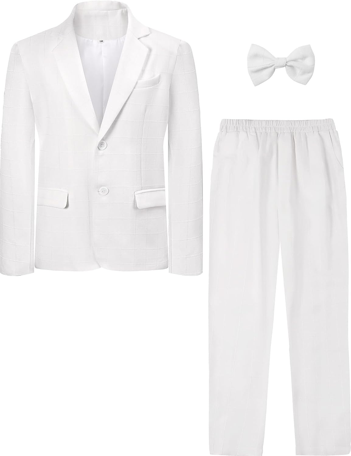 A&J DESIGN Boys' 2-Piece Suits Set Jacket Pants Bow Tie Kids Plaid Formal Outfits