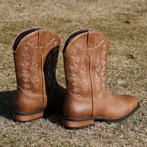 Western Cowboy Boots for Men Embroidered Square Toe Comfortable Chunky Heel Fashionable Retro Stylish Boots3