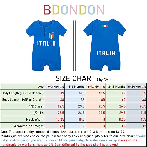 Bdondon Newborn Baby Boy Girls Clothes Unique Soccer Romper Italia Soccer Baby Outfit L&S Sleeve Soccer Infant Creeper (Italia-Romper, 6-12 Months) #TOP4