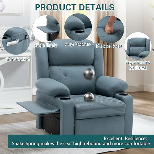 Sillón reclinable con calefacción y masaje azul miniatura 5