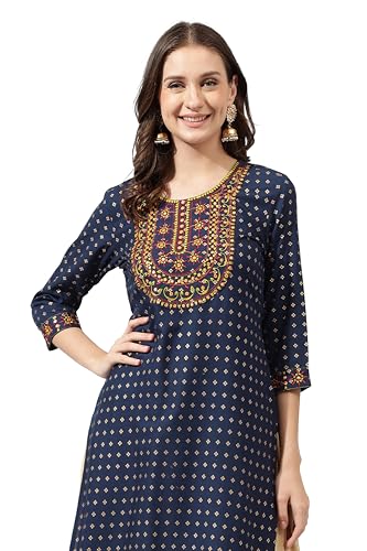 Image of MIRCHI FASHION Women's Straight Fit Paisley Printed And Embellished Kurta Set with Dupatta and Trouser
