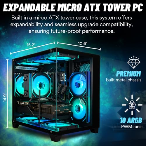 Image of Panorama RX 9070 XT Gaming PC Desktop - AMD Ryzen 7 7800X3D, 32GB DDR5 RAM, 2TB NVMe Gen4 SSD, HDMI + DP, USB-C, WiFi 6 + BT, KB&M, Windows 11 Pro - Best 2025 RGB Prebuilt Tower Computer for Gamers