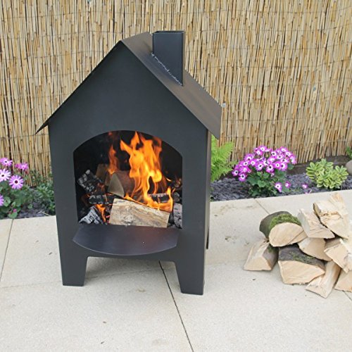 Made O' Metal Steel House Style Garden Patio Fire Pit Log Burner Chimenea Heater