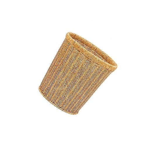 CYDZSRA Woven Waste Bin Decorative Wicker Trash Can Organizing Spaces In Living Rooms And Offices Easy To Carry Woven Waste Bin Wicker Small Trash Can
