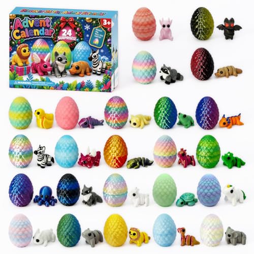 2026 Advent Calendar for Kids: 24days Countdown Calendar 24pack 3d-Printed-Eggs with 3d-Animals Toys, Gifts for Kids Boys Girls by SOCHRIS - Used condition - Image 3
