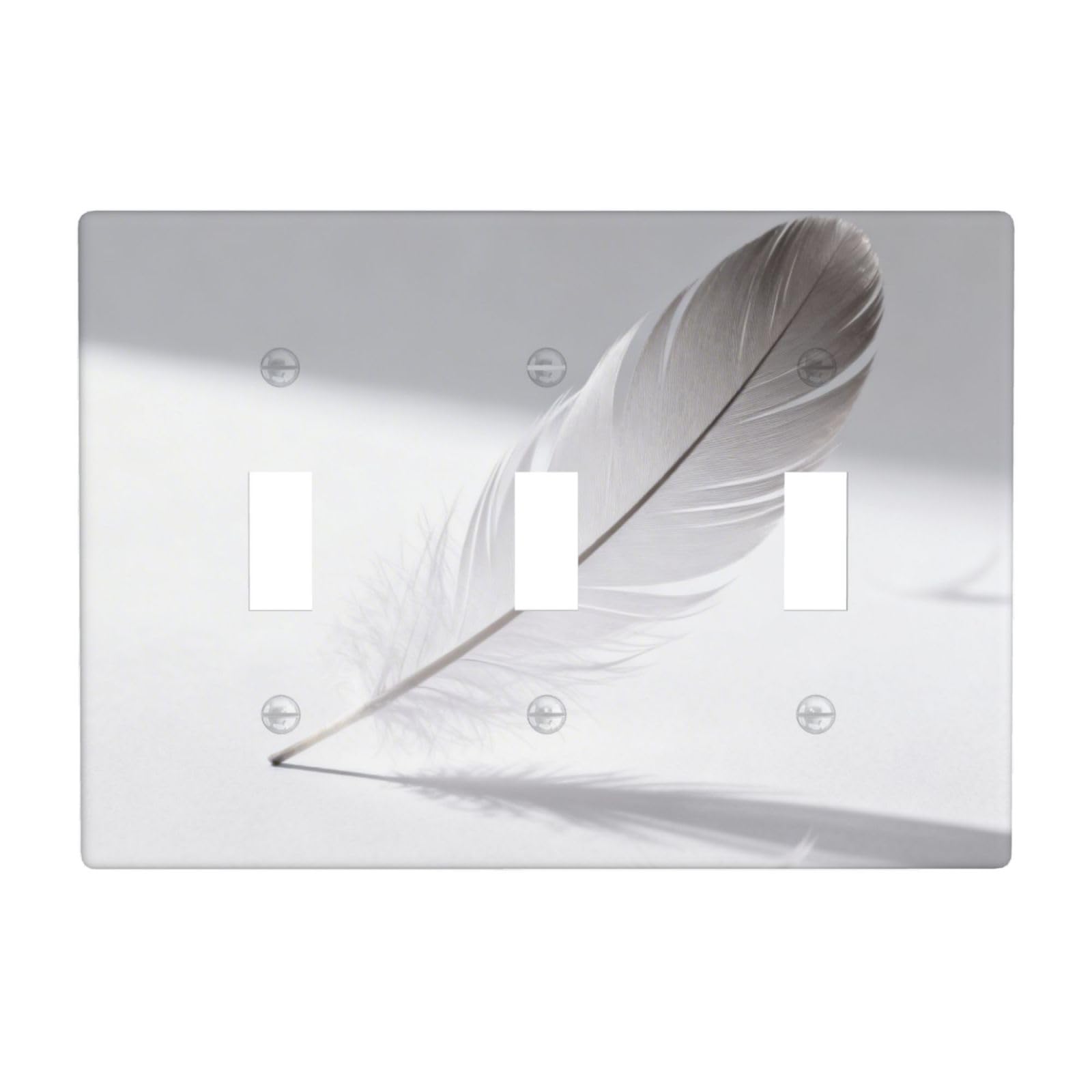 Feather 3 Gang Switch Plate Cover-Unbreakable Polycarbonate Wall Plate, Heat Resistant Toggle Switch Decor for Home