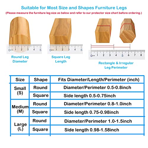 16 Pack Chair Leg Floor Protectors Square For Hardwood Floors, Rubber Furniture Sliders, 360°Felt Pad Bottom Wrapped Thickening Silicone Furniture Legs Caps Covers (Clear-Large) #TOP1
